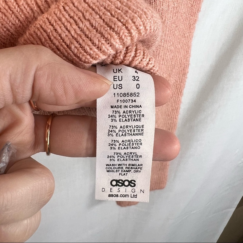 ASOS DESIGN Tall Scoop Neck Womens Sz O  US S Cardigan Pink Classic - Picture 8 of 9